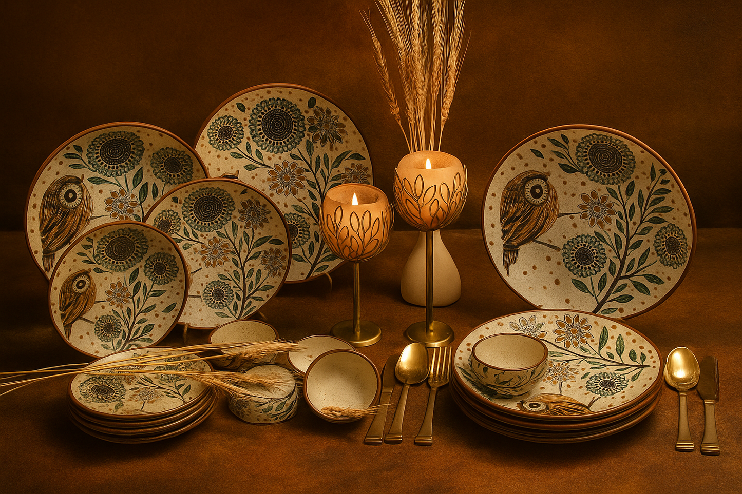 Owlet Bloom Collection Dinner Set of 18